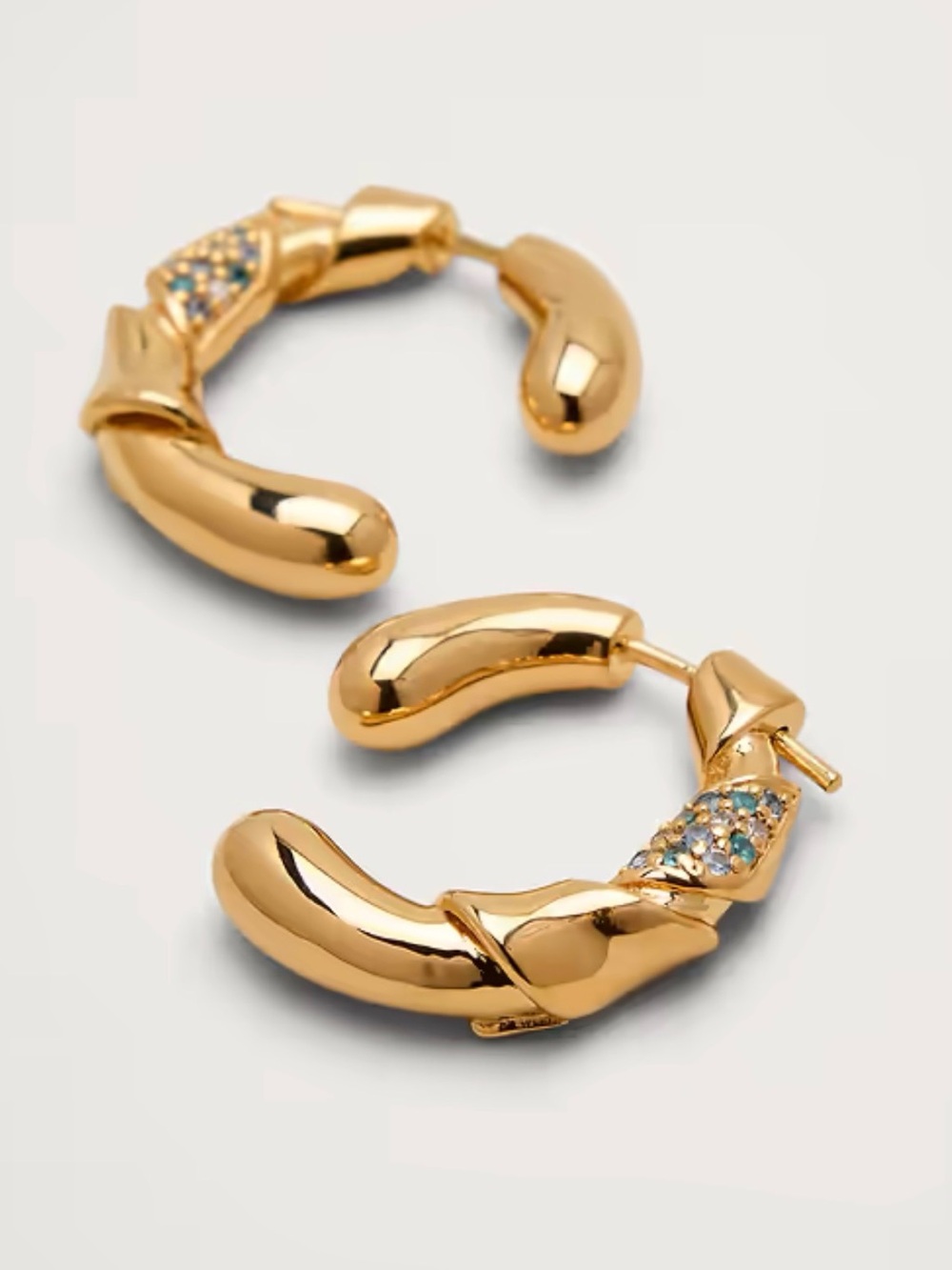 Rhinestone ribbon gold hoop earrings by Banana Republic